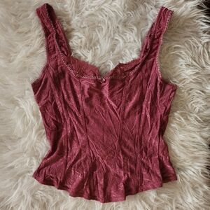 Arianne Lace Trimmed Muted Red Camisole